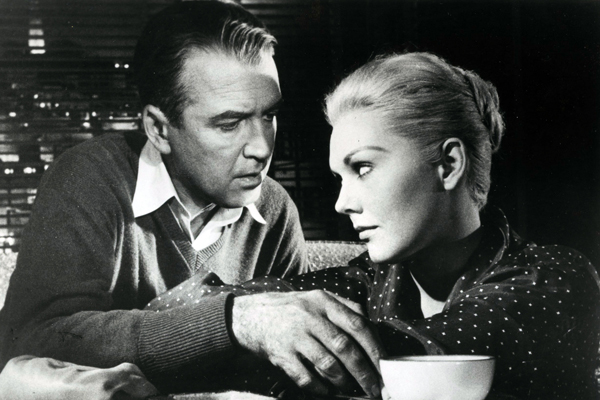 James Stewart as Detective John "Scottie" Ferguson and Kim Novak as Madeleine Elster/Judy Barton in "Vertigo."