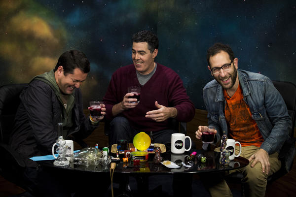 Doug Benson, Adam Corolla and Ari Shaffir on the set of Getting Doug With High