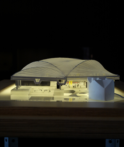 A model of architect Rem Koolhaas' LACMA design.