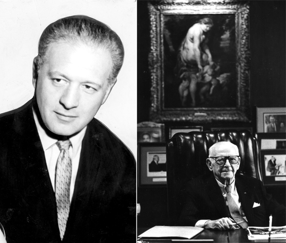 Bart Lytton, left, in 1960, and Armand Hammer, right, in his Westwood office in 1989.