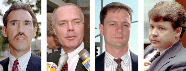 Theodore J. Briseno, left, Stacey C. Koon, Timothy E. Wind and Laurence M. Powell