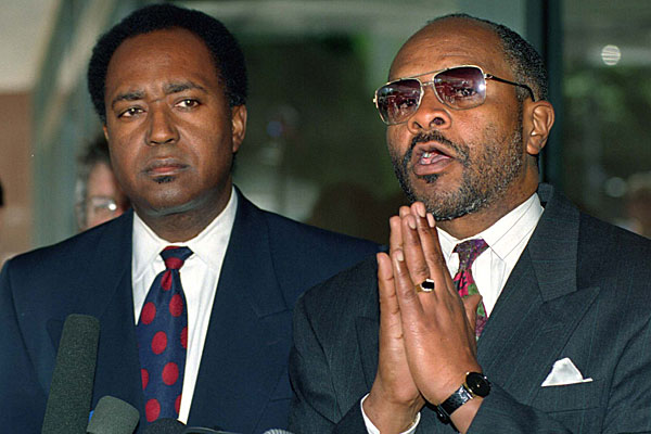 Rodney G. King's attorneys Milton Grimes, right, and John Burris.