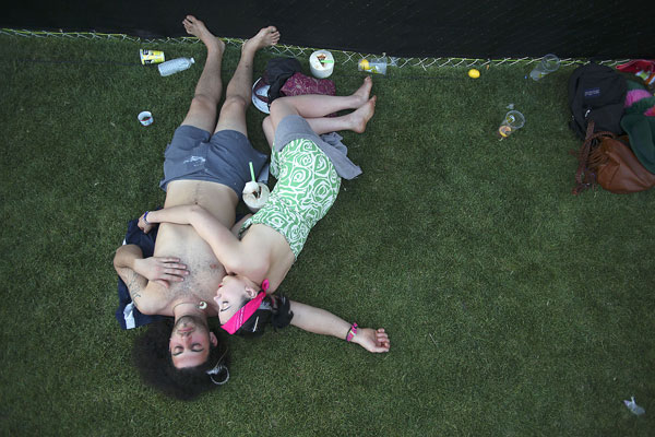 A couple catches a nap in 2011.