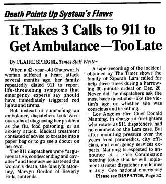 A story about Lam's death appeared on the front page of The Times in May of the next year.