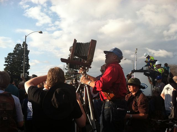 John Olson with his 1912 Fulmer & Schwing black and white view camera.