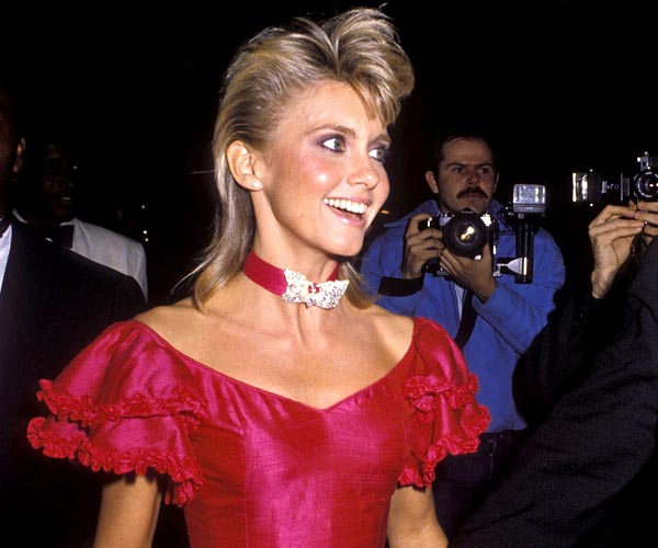 Olivia Newton-John attends the Grammy Awards at the Shrine Auditorium in 1983.